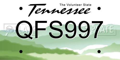 QFS997 Tennessee License Plate