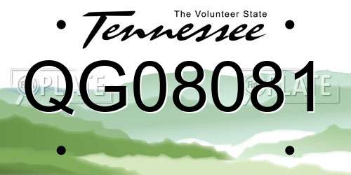 QG08081 Tennessee License Plate