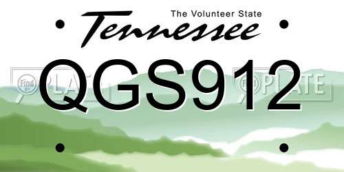 QGS912 Tennessee License Plate