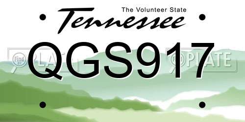 QGS917 Tennessee License Plate
