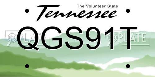 QGS91T Tennessee License Plate