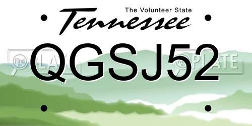 QGSJ52 Tennessee License Plate