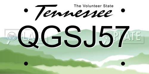 QGSJ57 Tennessee License Plate