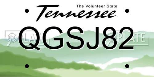 QGSJ82 Tennessee License Plate
