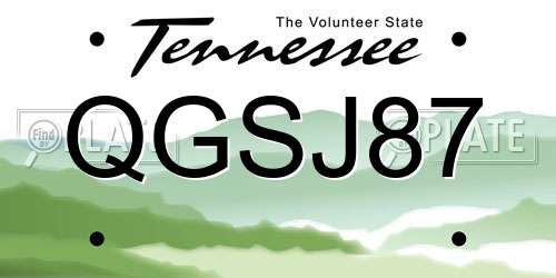 QGSJ87 Tennessee License Plate