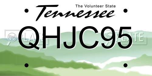 QHJC95 Tennessee License Plate