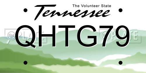 QHTG79 Tennessee License Plate