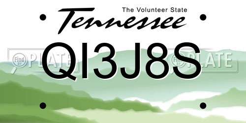 QI3J8S Tennessee License Plate