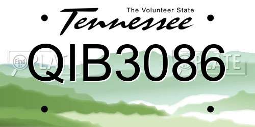 QIB3086 Tennessee License Plate
