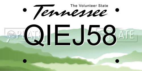 QIEJ58 Tennessee License Plate