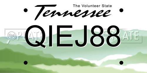 QIEJ88 Tennessee License Plate
