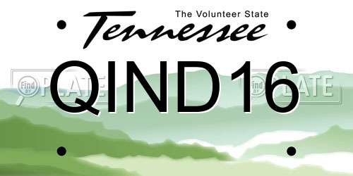 QIND16 Tennessee License Plate