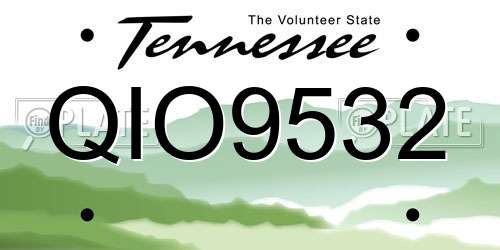 QIO9532 Tennessee License Plate