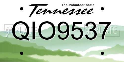 QIO9537 Tennessee License Plate