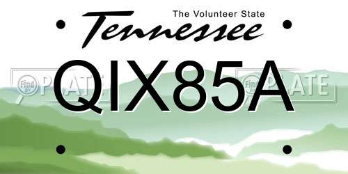 QIX85A Tennessee License Plate