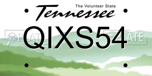 QIXS54 Tennessee License Plate
