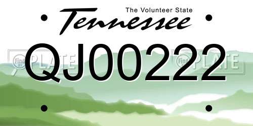 QJ00222 Tennessee License Plate