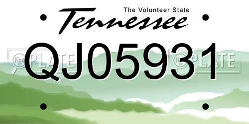 QJ05931 Tennessee License Plate
