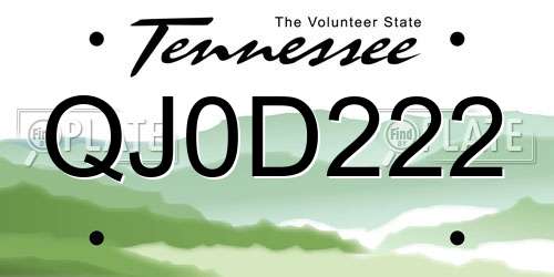 QJ0D222 Tennessee License Plate
