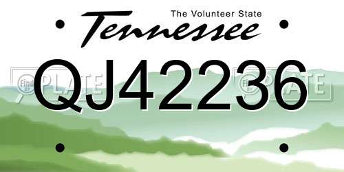 QJ42236 Tennessee License Plate