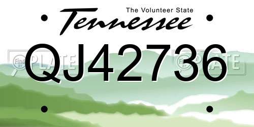 QJ42736 Tennessee License Plate