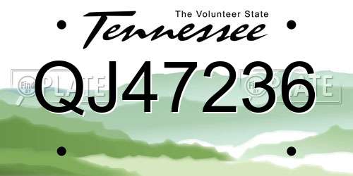 QJ47236 Tennessee License Plate