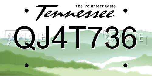 QJ4T736 Tennessee License Plate