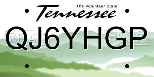 QJ6YHGP Tennessee License Plate