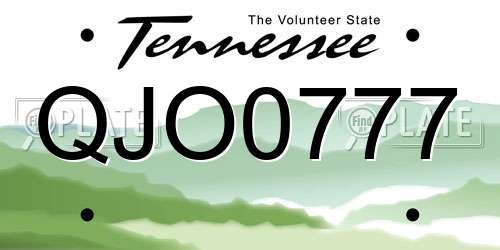 QJO0777 Tennessee License Plate