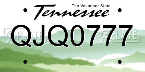 QJQ0777 Tennessee License Plate