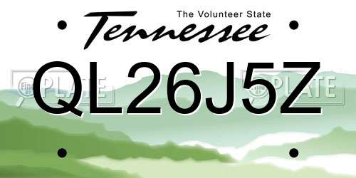 QL26J5Z Tennessee License Plate