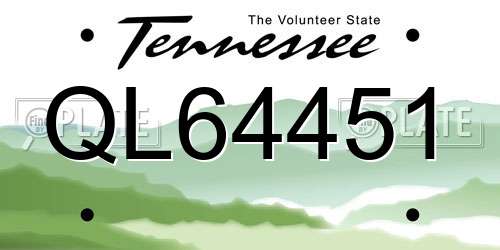 QL64451 Tennessee License Plate