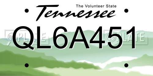 QL6A451 Tennessee License Plate