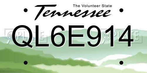 QL6E914 Tennessee License Plate