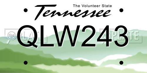 QLW243 Tennessee License Plate