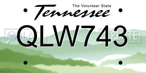 QLW743 Tennessee License Plate