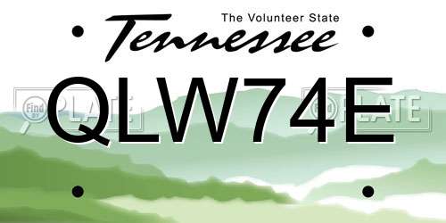 QLW74E Tennessee License Plate