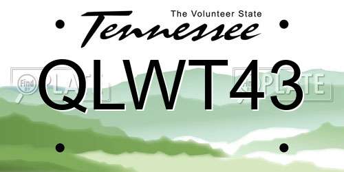 QLWT43 Tennessee License Plate