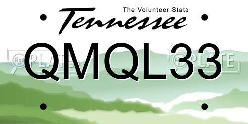 QMQL33 Tennessee License Plate