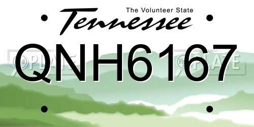 QNH6167 Tennessee License Plate