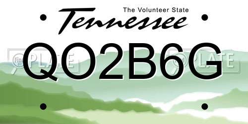 QO2B6G Tennessee License Plate