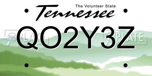 QO2Y3Z Tennessee License Plate