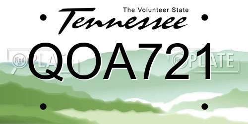QOA721 Tennessee License Plate