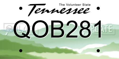 QOB281 Tennessee License Plate