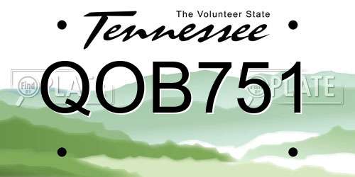 QOB751 Tennessee License Plate