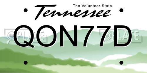QON77D Tennessee License Plate