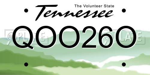 QOO26O Tennessee License Plate
