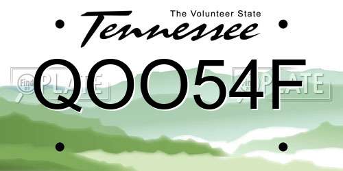 QOO54F Tennessee License Plate