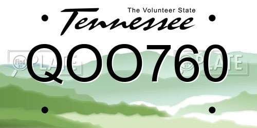 QOO760 Tennessee License Plate