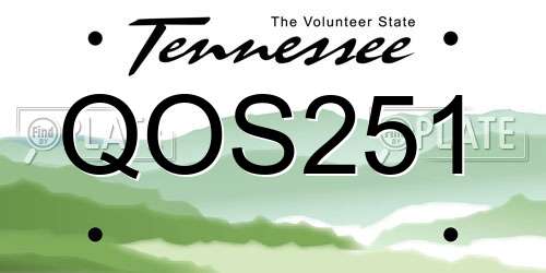 QOS251 Tennessee License Plate